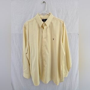 Ralph Lauren Butter Yellow Long Sleeve Cotton Button Down Shirt. Mens Size 18/34